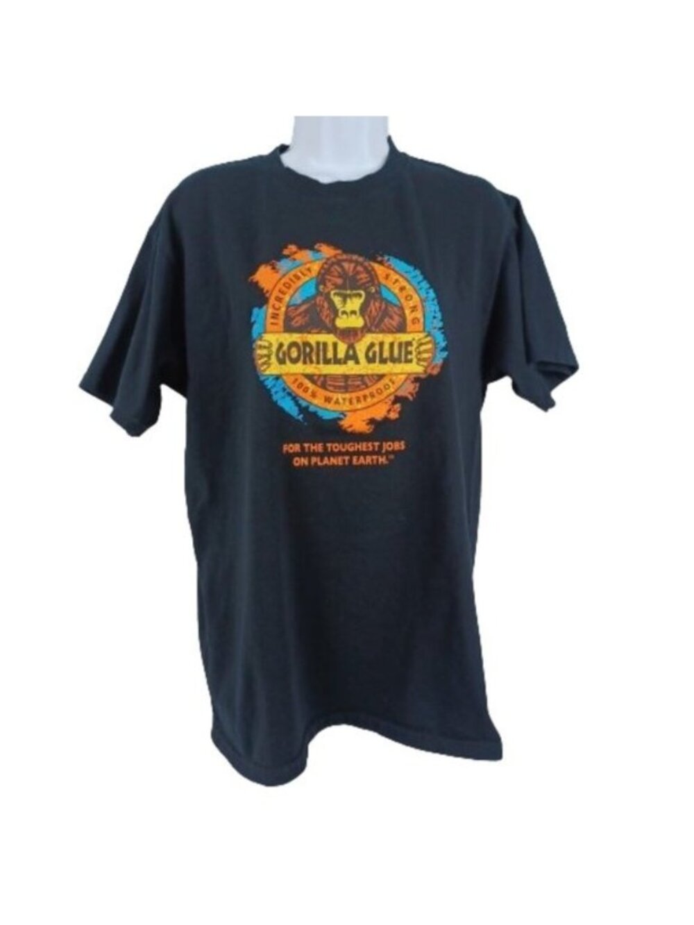 Anvil Retro Vintage Core Y2k Gorilla Glue Logo Black T-shirt Men's Sz Large